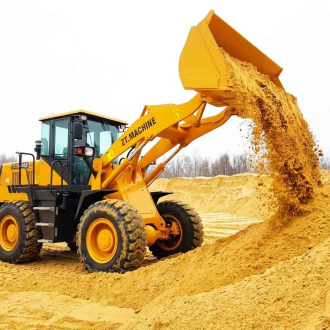 Cargadora frontal de alto rendimiento para tareas de construcción pesadas.