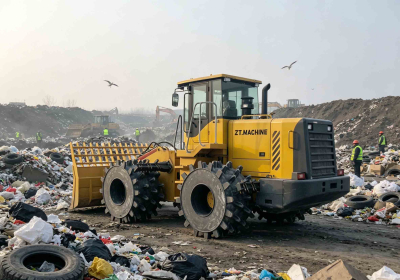 Kompaktor tempat pembuangan sampah bergerigi baja 4WD