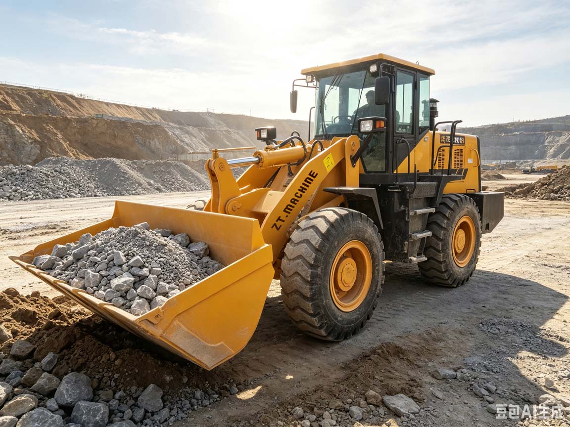 ZT MACHINE 3 ton wheel loader bekerja di lokasi konstruksi