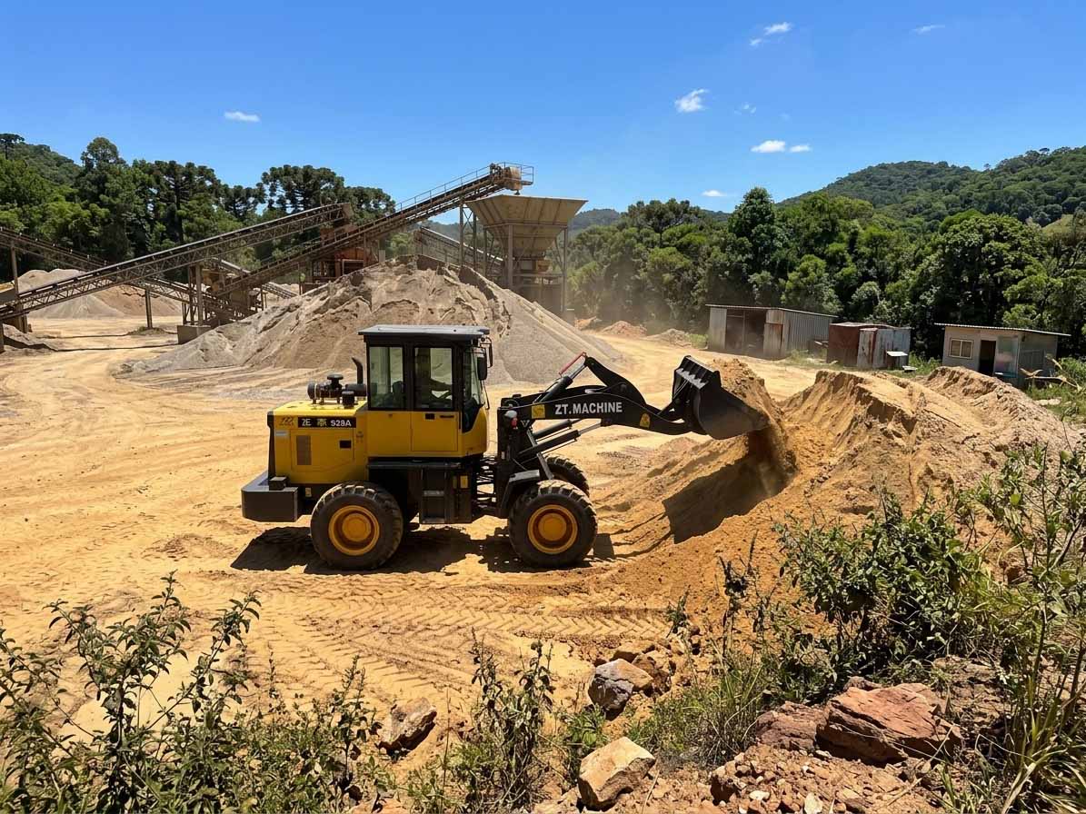 Informe de rendimiento en campo: Cargadora de ruedas ZT.MACHINE ZT928A en un entorno de cantera con alto contenido de polvo.