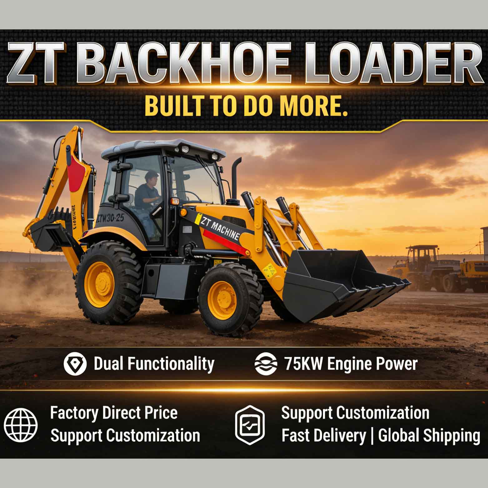 Versatile Backhoe Loader Machine for Efficient Earthmoving Tasks