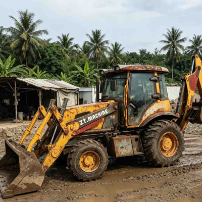 Chargeuse-pelleteuse ZT Machine en service sur un chantier de construction au Salvador, durabilité éprouvée depuis 2023.
