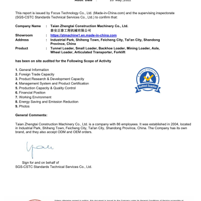 SGS Audited Supplier Report - ZTMACHINE